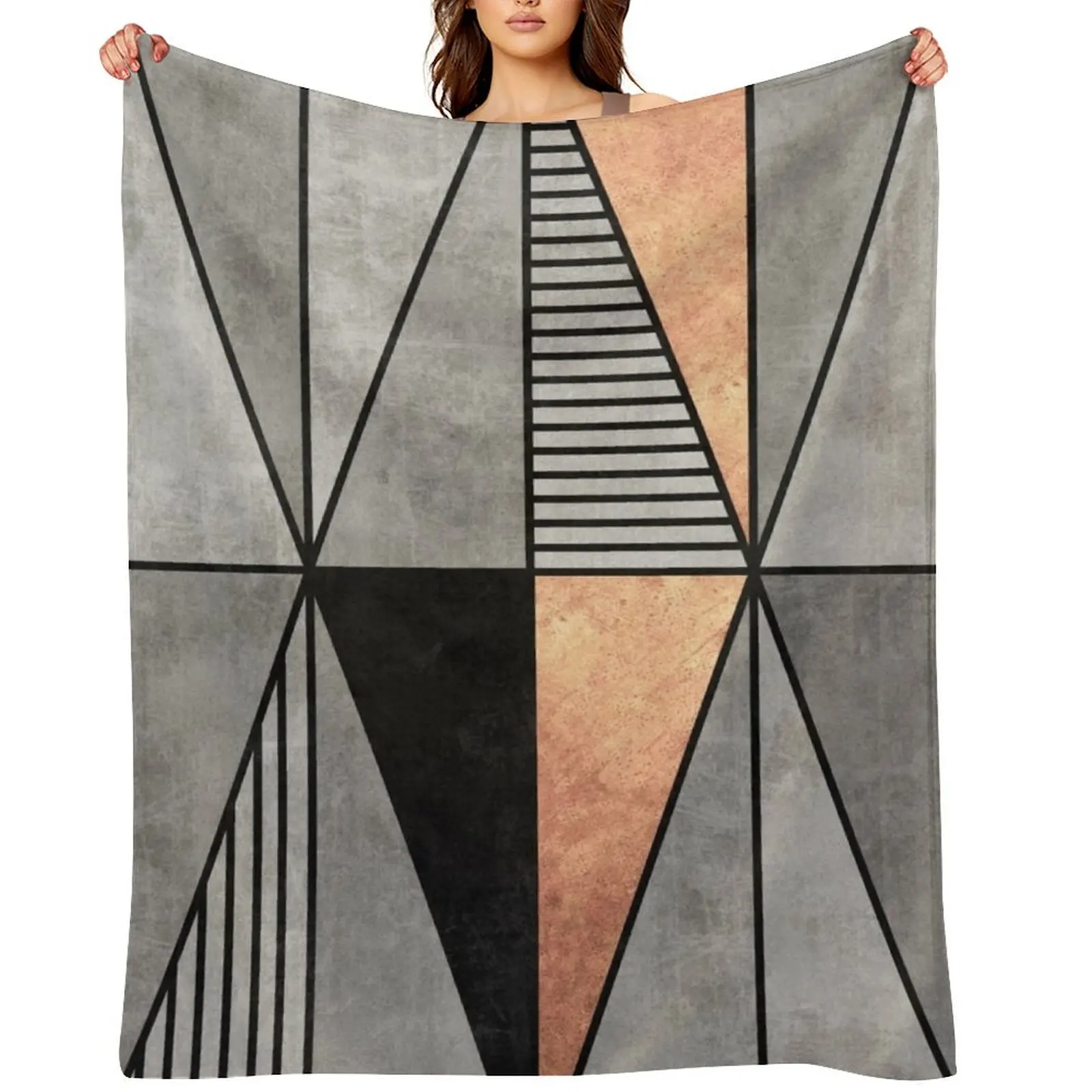 

Concrete and Copper Triangles Throw Blanket bed plaid Flannels Blankets For Bed for sofa Blankets