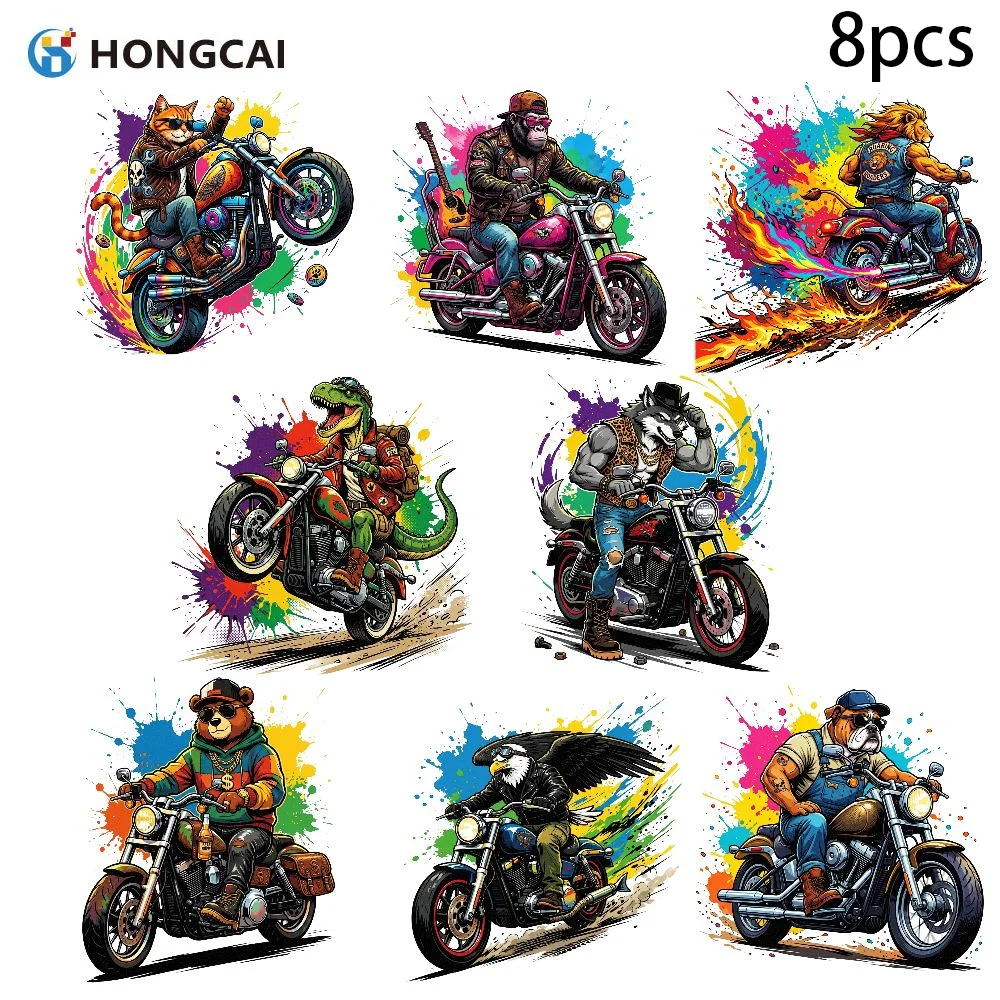 8-transferencias-termicas-de-locomotivas-e-animais-para-camisetas-de-clubes-de-motociclismo-lavaveis-resistentes-ao-desbotamento-de-facil-aplicacao-e-remocao