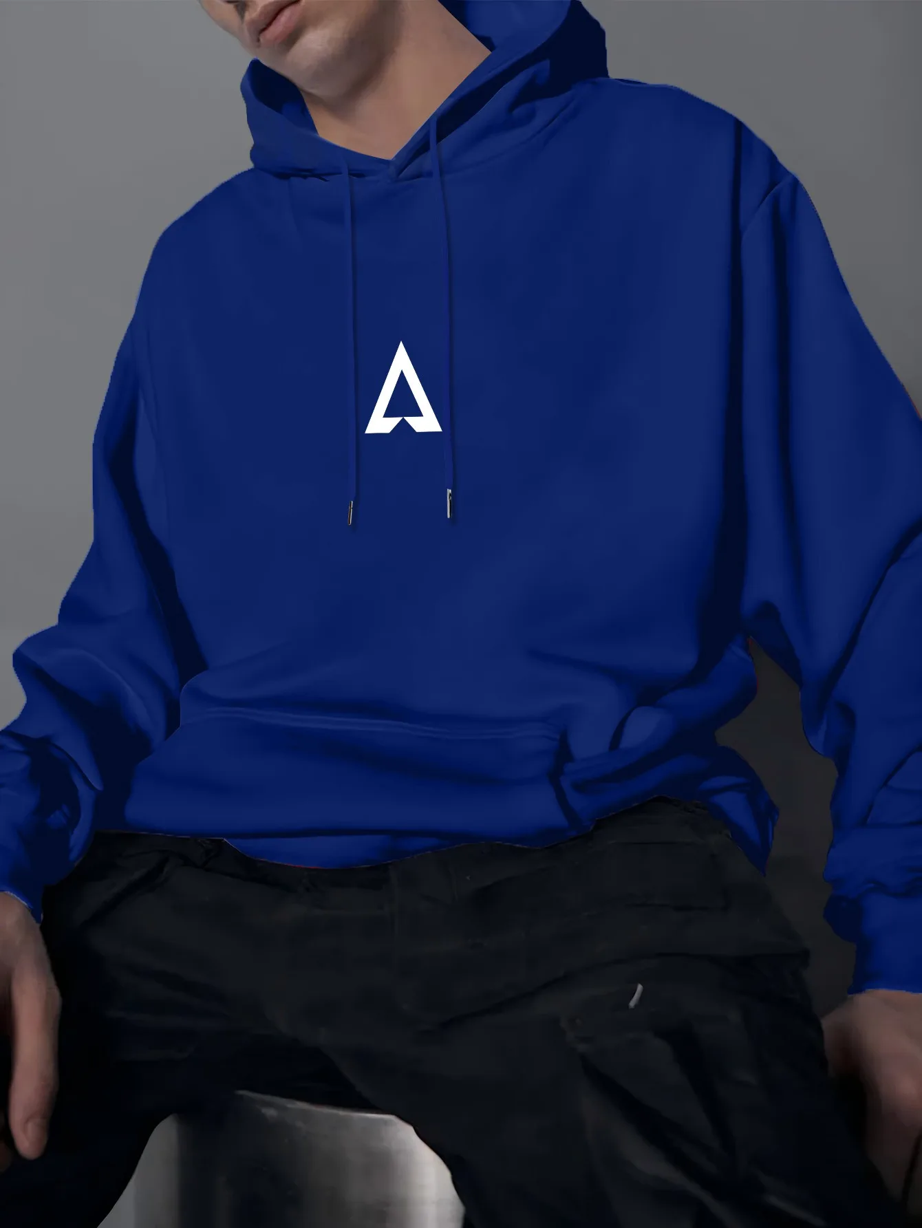 2026 Men Women Hooded Sweatshirt, Simple Geometric Triangle Graphic, Loose Drawstring Pullover Hoodie For Daily Street Wear