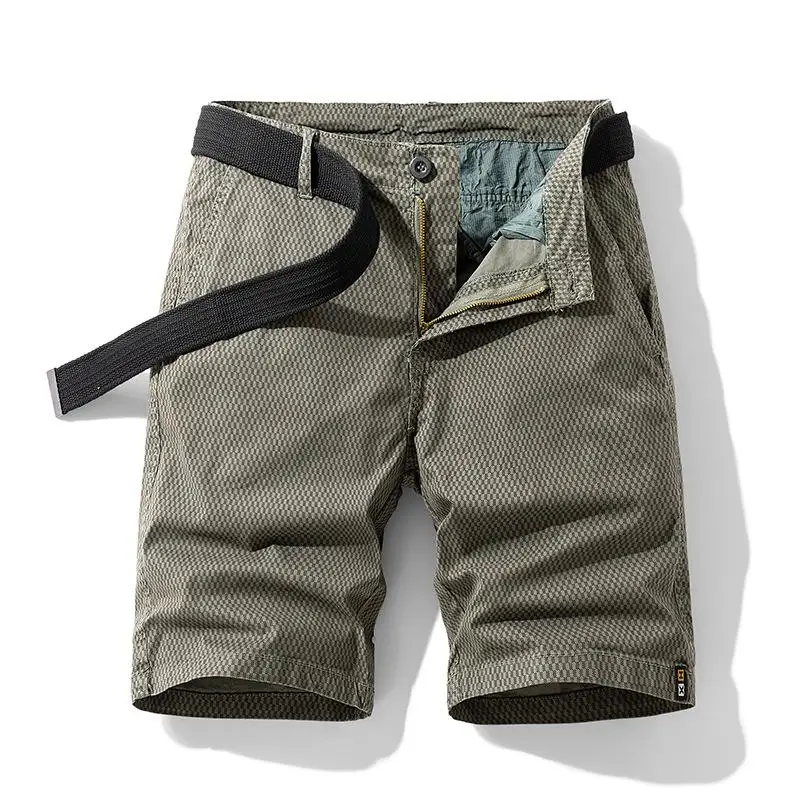 Summer New Short for Men with Belt Stripe Shorts Fashion Loose Cargo Shorts 5 Color Daily Casual Pants Male Clothing Gifts