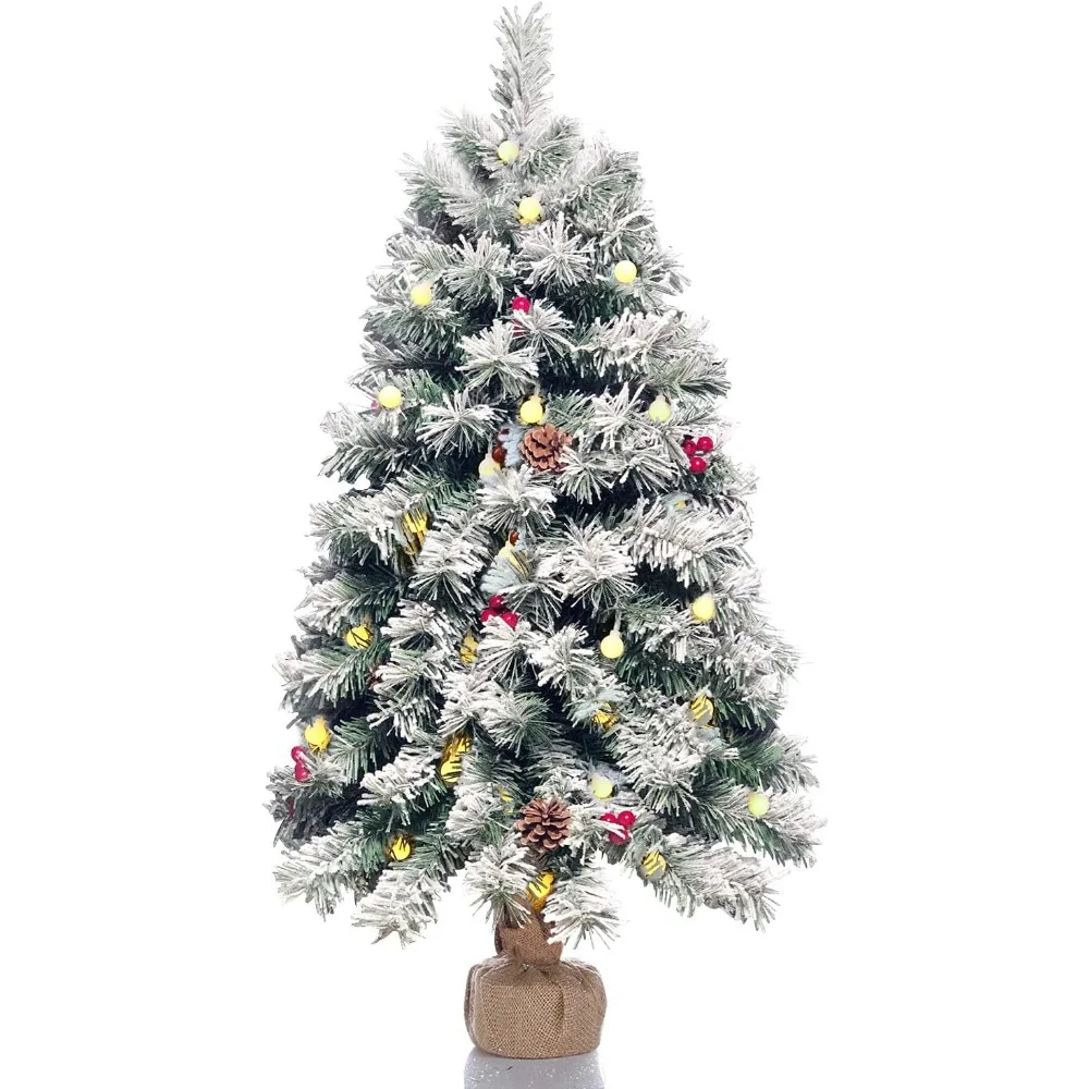 

3-футовая светящаяся снежная рождественская сосна с 70 светодиодными лампами и декоративными элементами