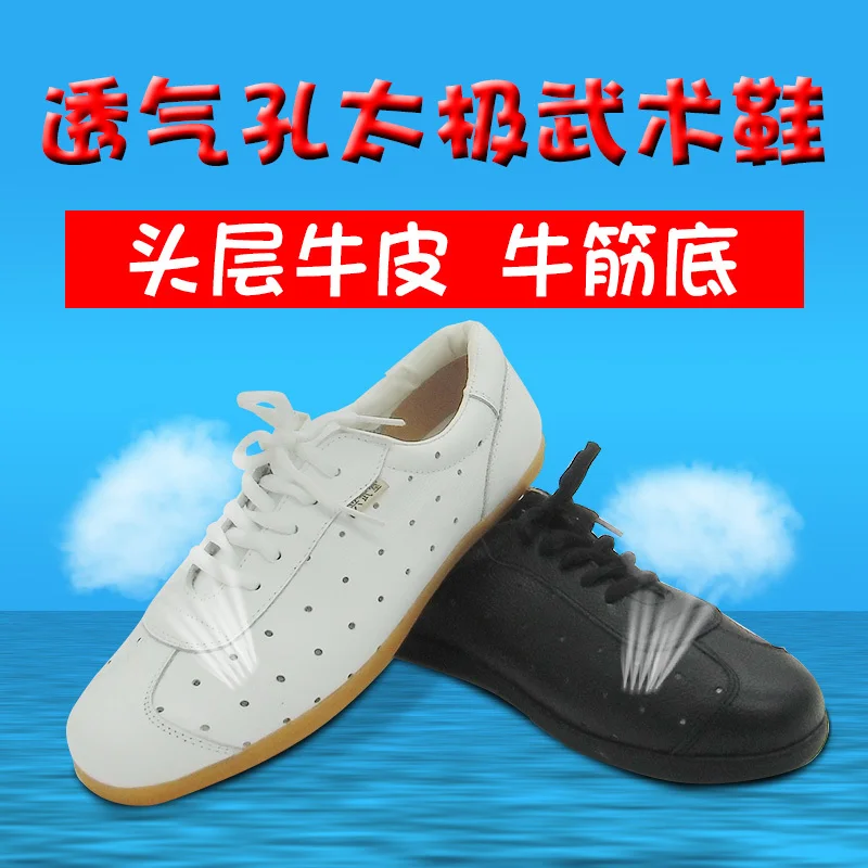 

Four Seasons Tai Chi Shoes Men's and Women's Leather Wushu Shoes Non-slip Kung Fu Sports Shoes Low Top Traditional Shoes