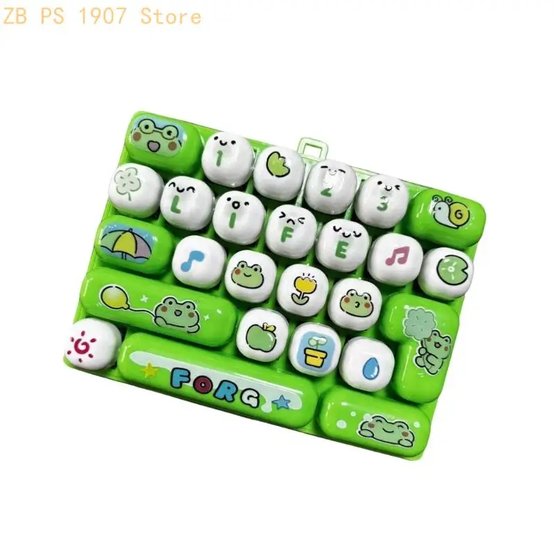 Press Toy Keychain with 26 Button Layout and Carry Loop, Cartoon Sensory Hand Activity Toy for Workers and Students 55KA