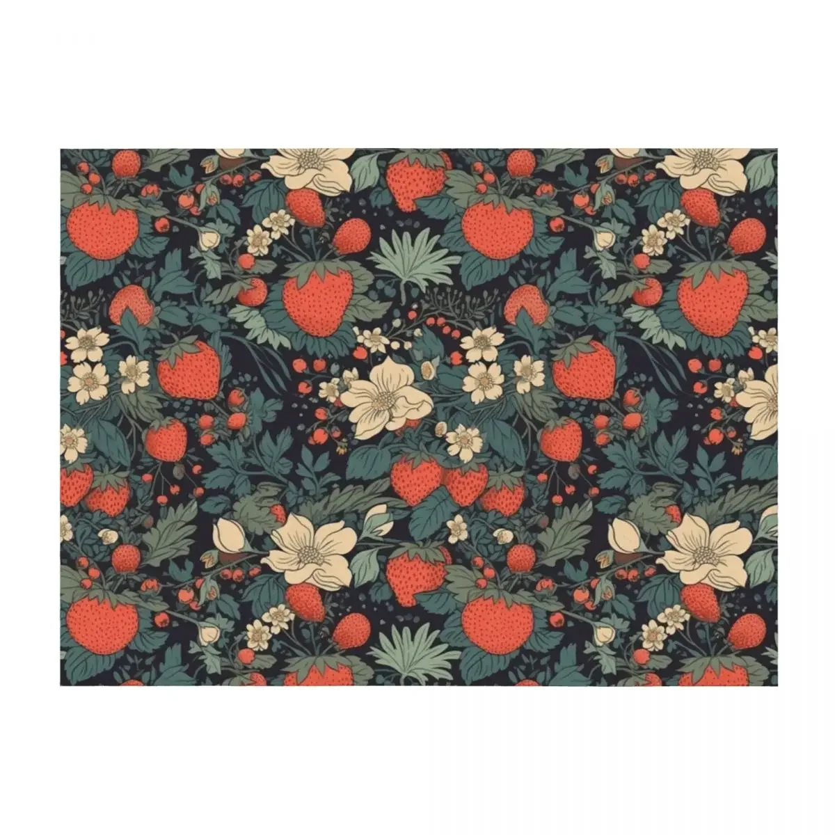 

Florals: Strawberry Blossoms Throw Blanket Retros Soft Quilt Stuffeds Blankets