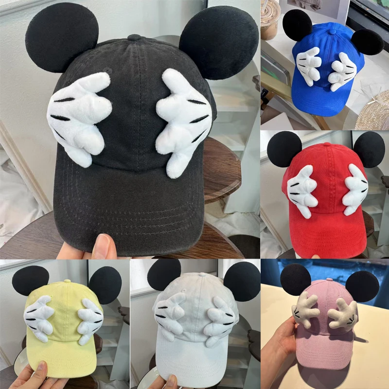 Disney Mickey Mouse Grote Oren Vorm Hug Anime Figuur Baseball Pet Verkleedkleding Katoen Polyester Kinderen Cartoon Pet met klep Verjaardag Cado - afbeelding 2