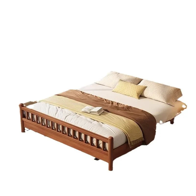 

Full real bed double 1.8 modern simple Japanese master bed 1.5 single walnut bed
