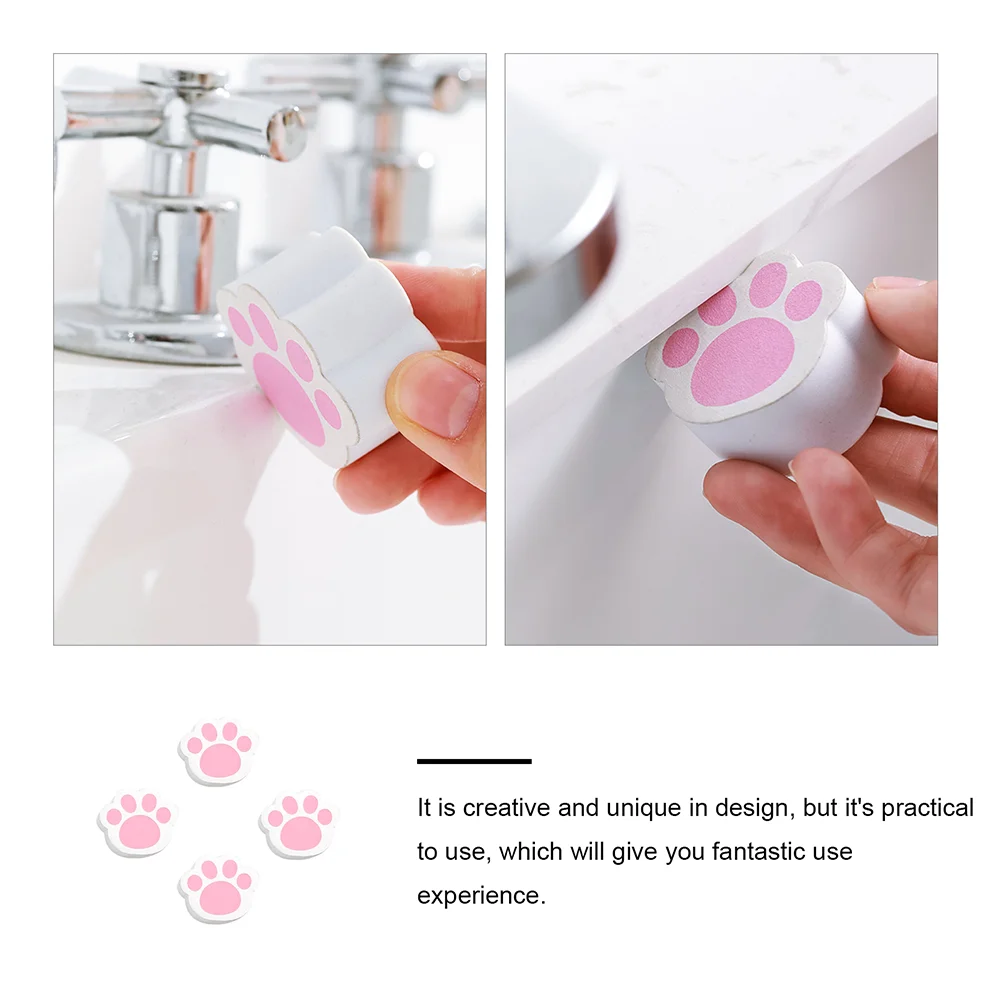 

4pcs Cleaning Sponge Lightweight Reliable Cartoon Cat Claw Scrubber Mirror Wiper Glass Window Tap Bathroom Supplies