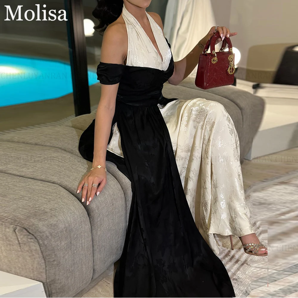 

MOLISA Vintage Elegant A-Line Formal Occasion Dresses 2024 Halter Prom Dress Pleated Ankle-Length Evening Dresses فساتين الحفلات