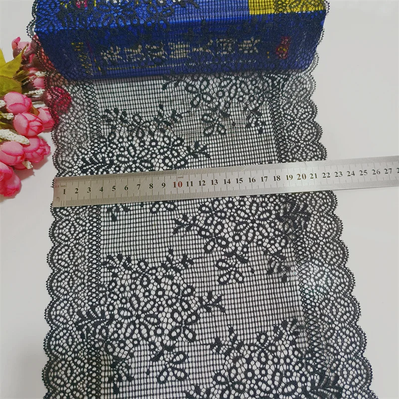 2023  22CM Width Black Soft Stretch Spandex Colorful Wide Lace DIY For Clothing Underwear Accessories Wedding Decoration