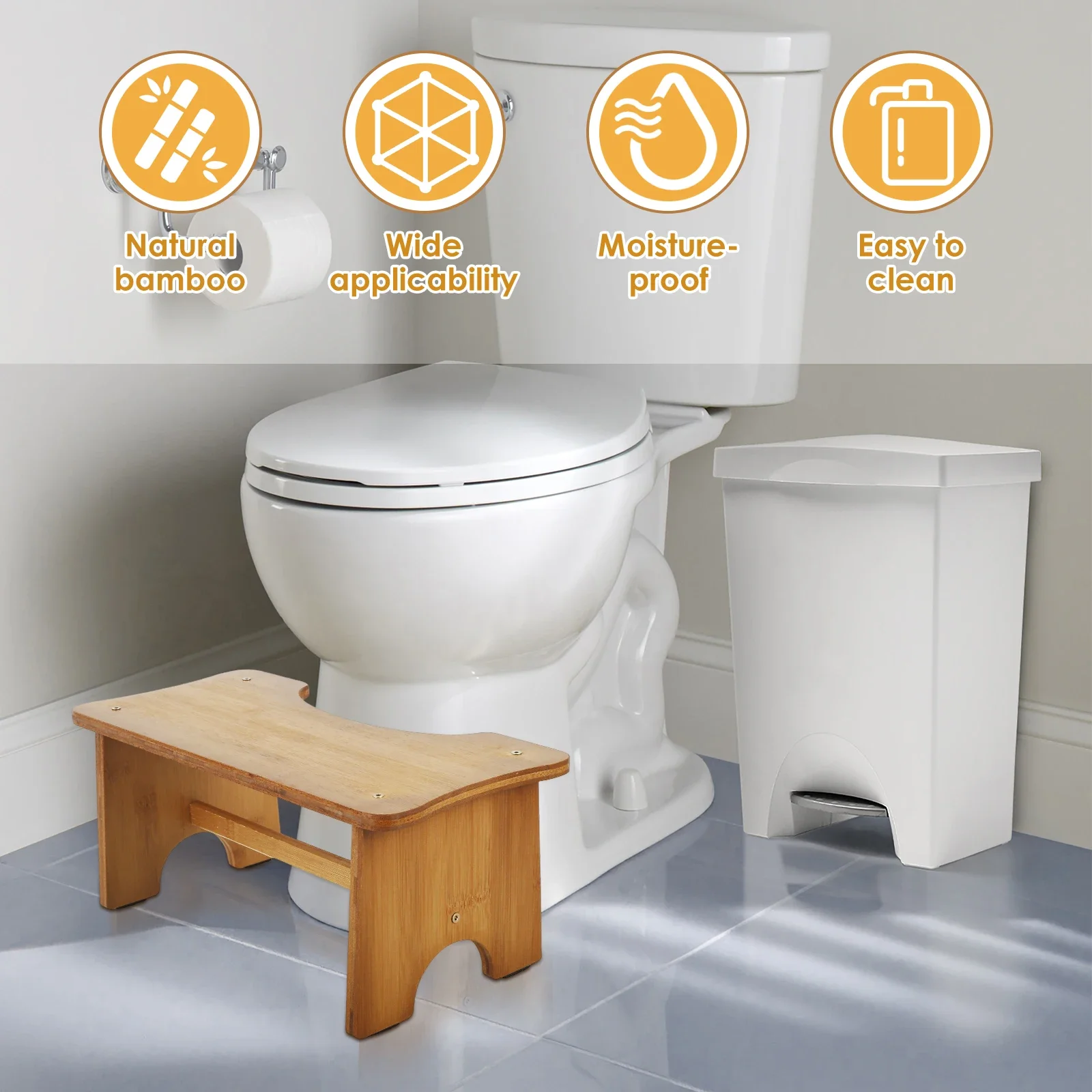 Bamboo Squatty Potty Toilet Stool Anti-slip Sturdy Toilet Foot Stool Bathroom Portable Pregnant Woman Children Adult Old People