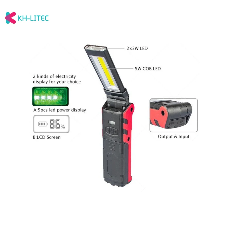 4PACK COB LED Work Light Dimmable USB Rechargeable Flashlight Inspection Lamp with Magnetic Hook Power Bank Lantern 18650 Batter