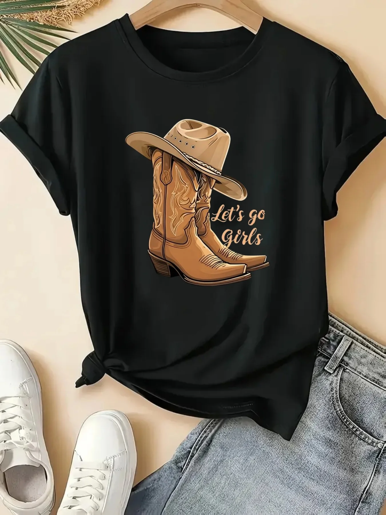 Let's Go Girls Cowboy Boots & Hat Women's Tee - Western Bachelorette Graphic, Casual Country Top