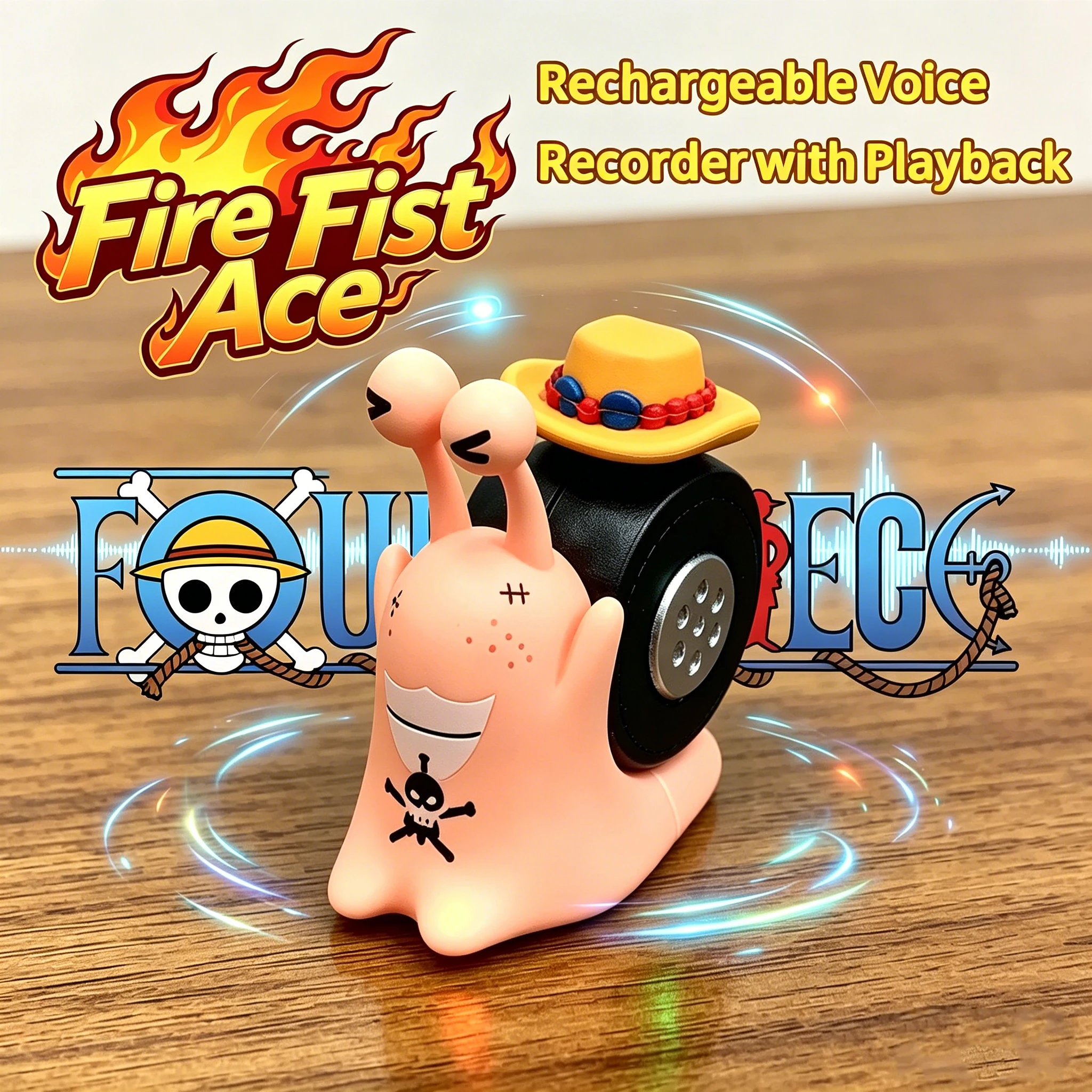 NEW  One Piece Recording Keychain, Cute Luffy/Ace/Chopper Figure, Rechargeable Voice Playback Toy, Kids creative Gift - view 3