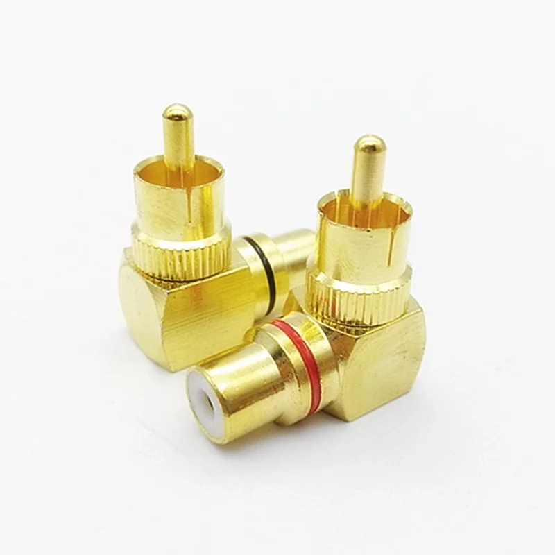 Nouveau 2 Pcs Cuivre en forme de L RCA Coude À Angle Droit 90 Degrés Mâle Tête de Conversion 1 Mâle 1 Murale Femelle Câble de Signal Trésor