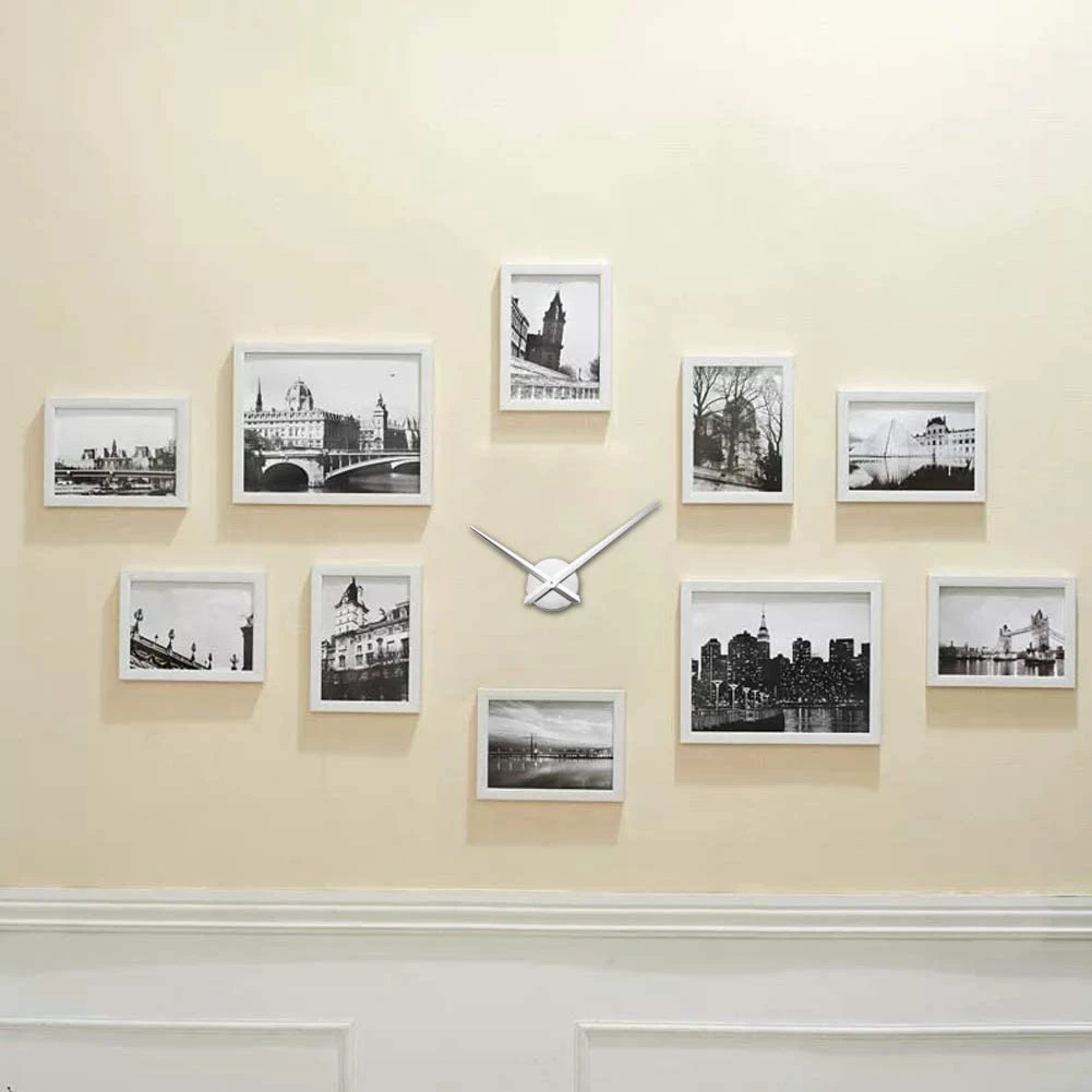 Manecillas de reloj 3D, mecanismo de movimiento de reloj grande, agujas de bricolaje, accesorios de pared, pieza de repuesto, plateado