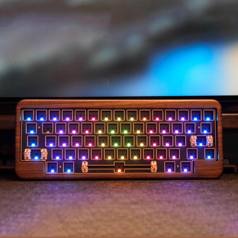 

Комплект механической клавиатуры Sky HHKB из орехового дерева, трехрежимная 60% проводная/беспроводная Bluetooth RGB, индивидуальная игровая клавиатура RGB с горячей заменой, подарок