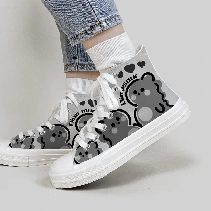 Amy and Michael Cute Anime Cartoon Shoes Girls Students High Top Casual Sneakers Graffiti Shoes Woman Vulcanize Shoes Big Size