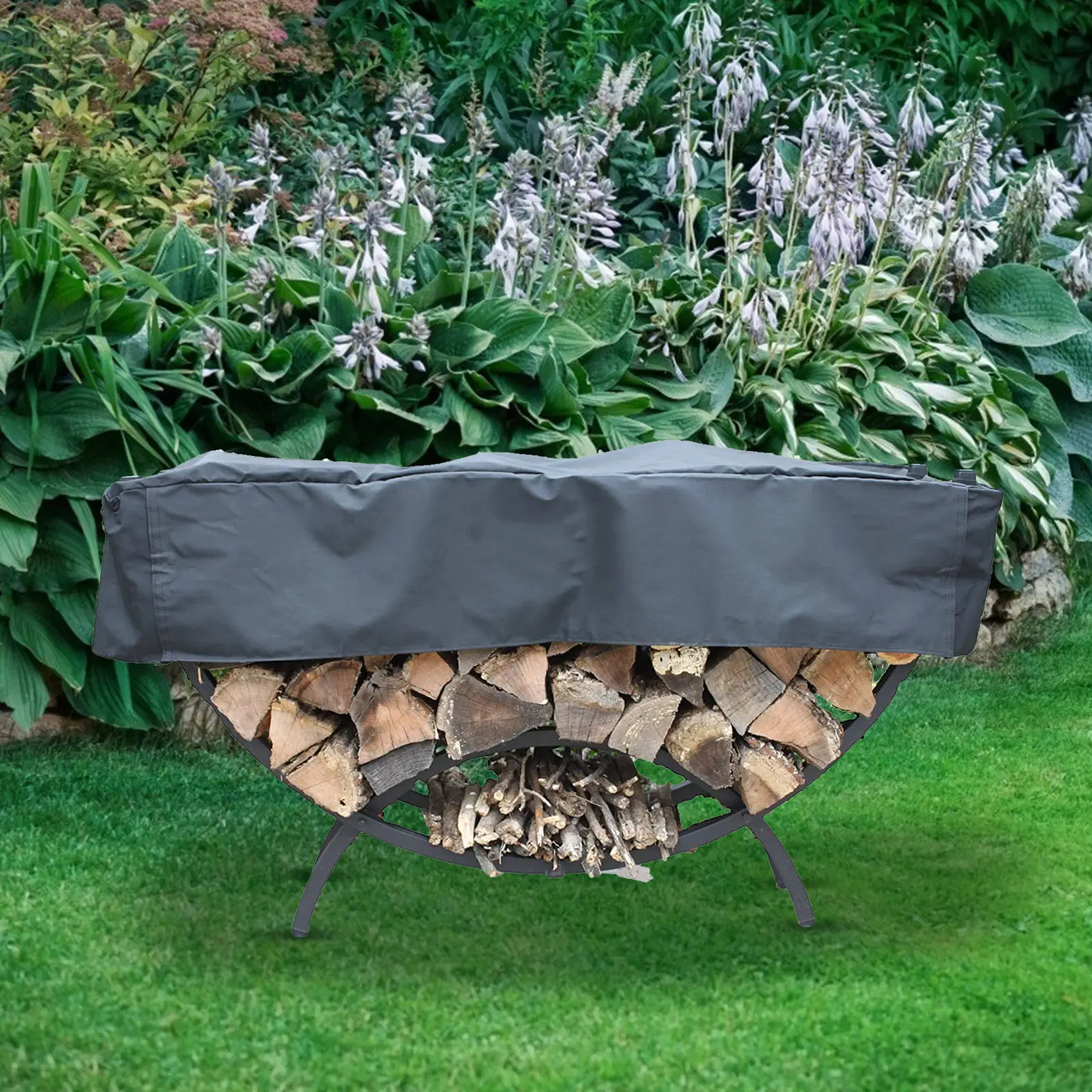 

150x36x36cm Black Firewood Rack Cover Heavy Duty Waterproof Log Storage Protection Patio Shed Outdoor Log Store Cover