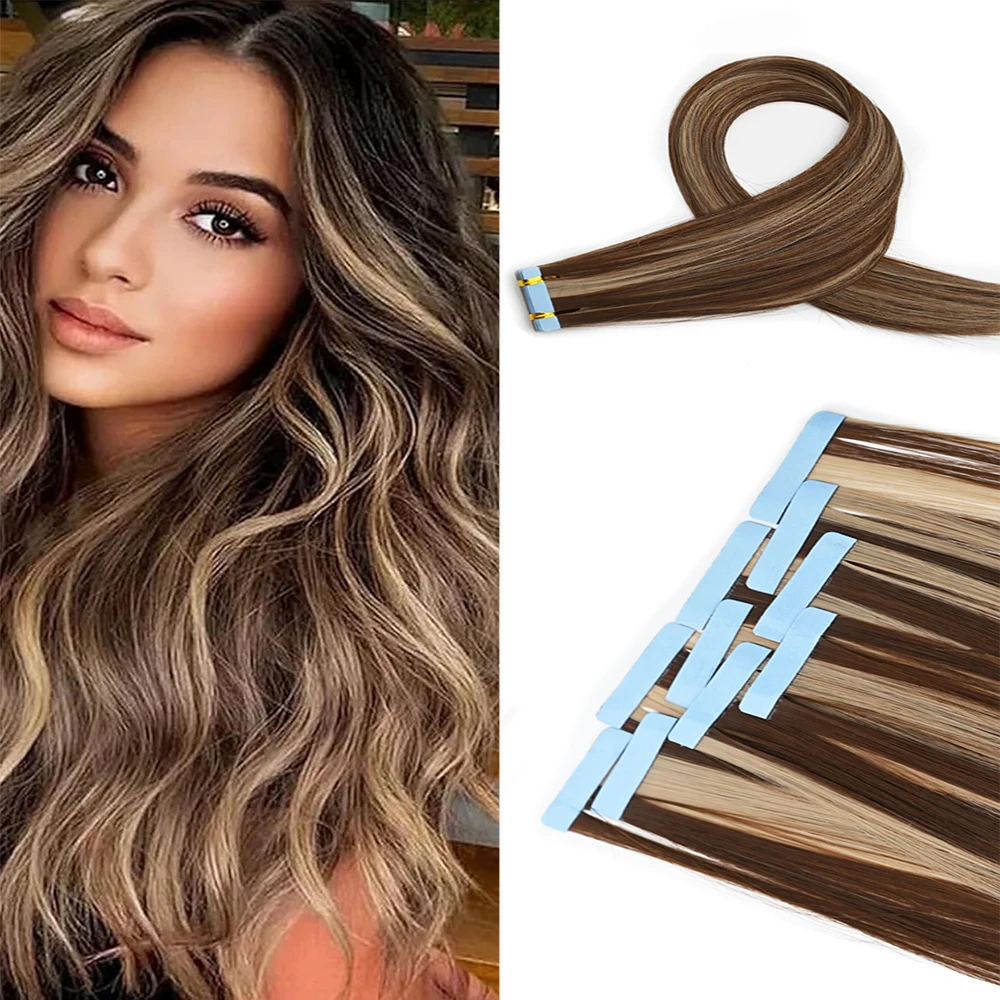 

Tape In Hair Extensions Invisible Adhesive 24inch Synthetic Tape In Hair Extension 10pcs/pack Hair For Women Party