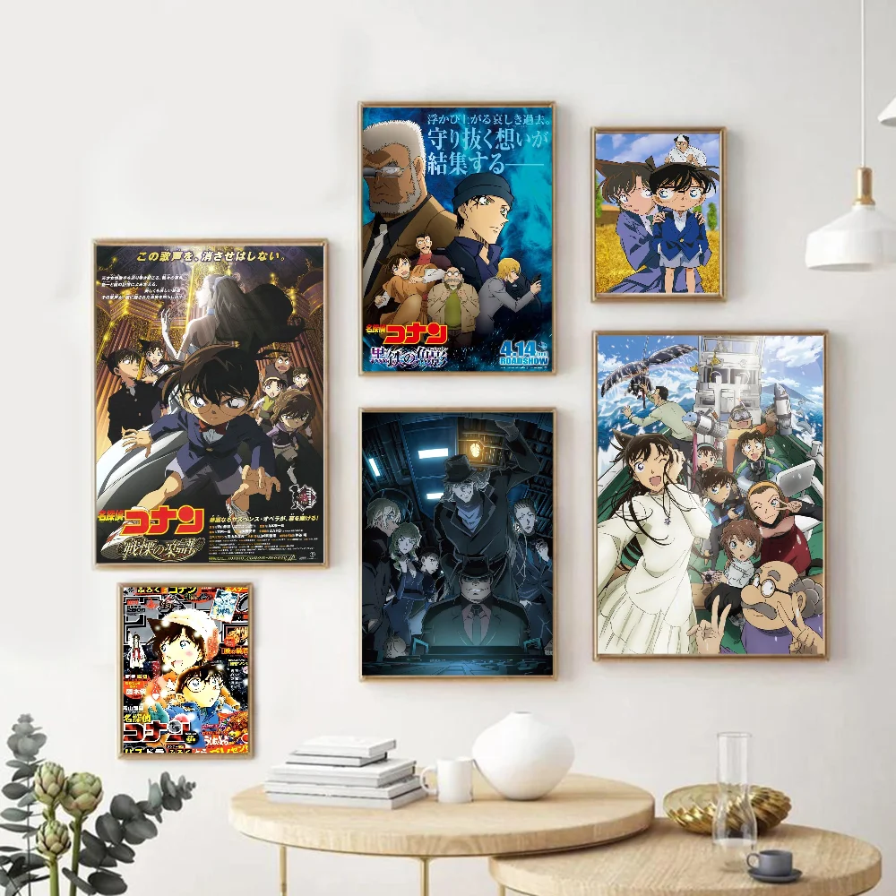 

Detective Conan Japanese Classic Vintage Posters Decoracion Painting Wall Art White Kraft Paper Kawaii Room Decor