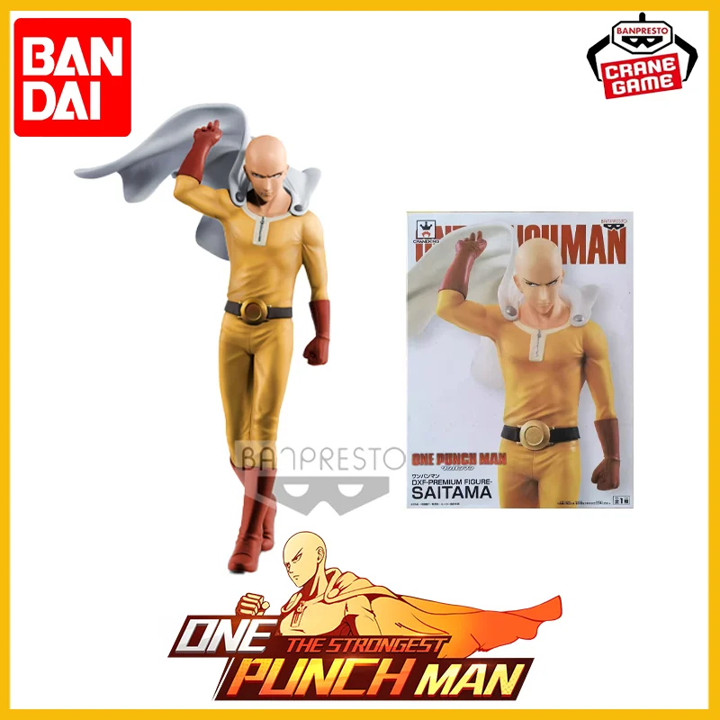 ในสต็อก Bandai Original Banpresto One Punch Man ไซตามะรูปตุ๊กตายี่ห้อใหม่กล่องอะนิเมะของเล่นโรงรถ