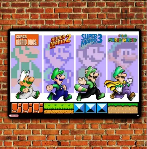 Super Bros Evolution Video Game Metal Poster Tin Sign (8x12in)