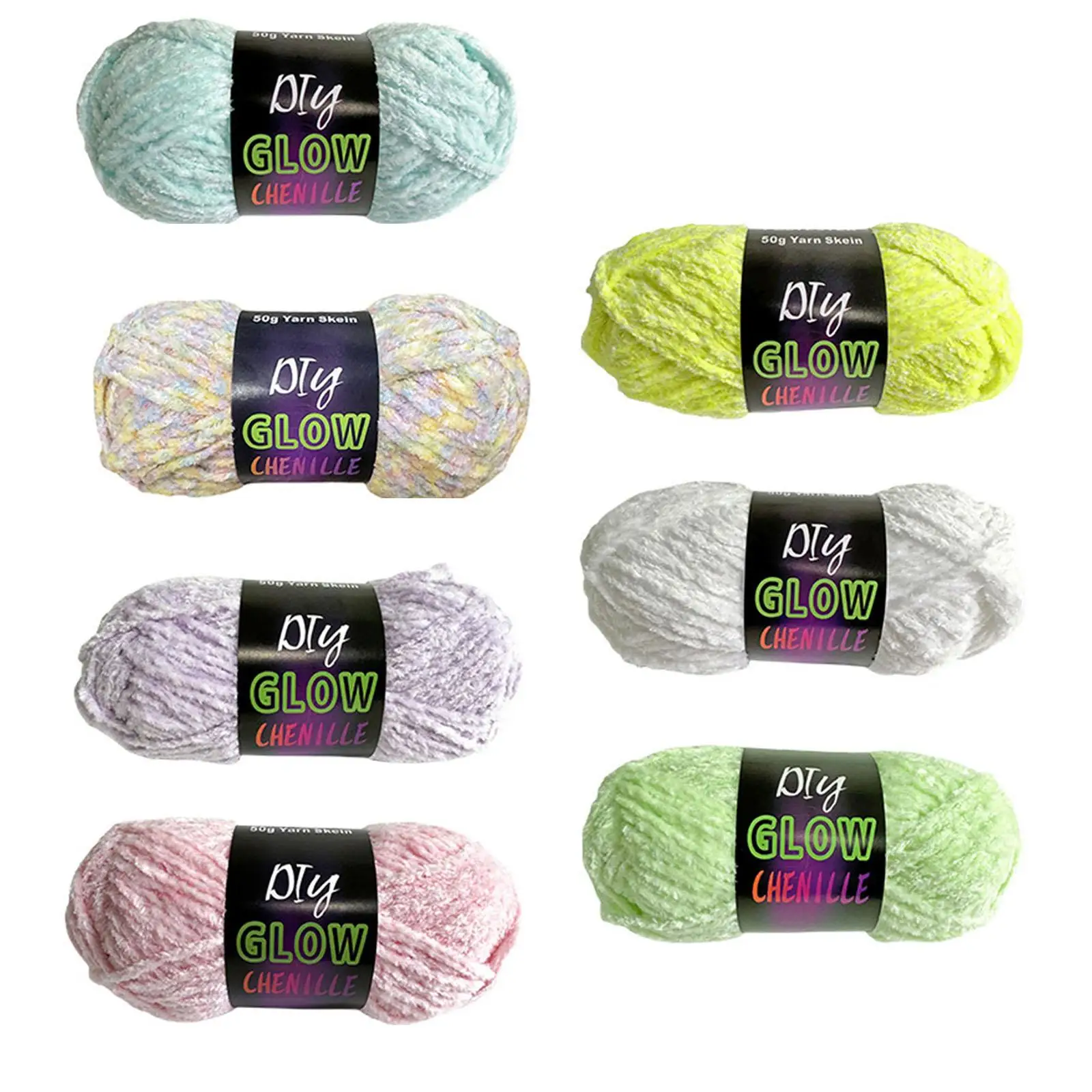 7x Luminous yarns 4mm Glow in The Dark yarns for Hand Knitting Scarf Sweater