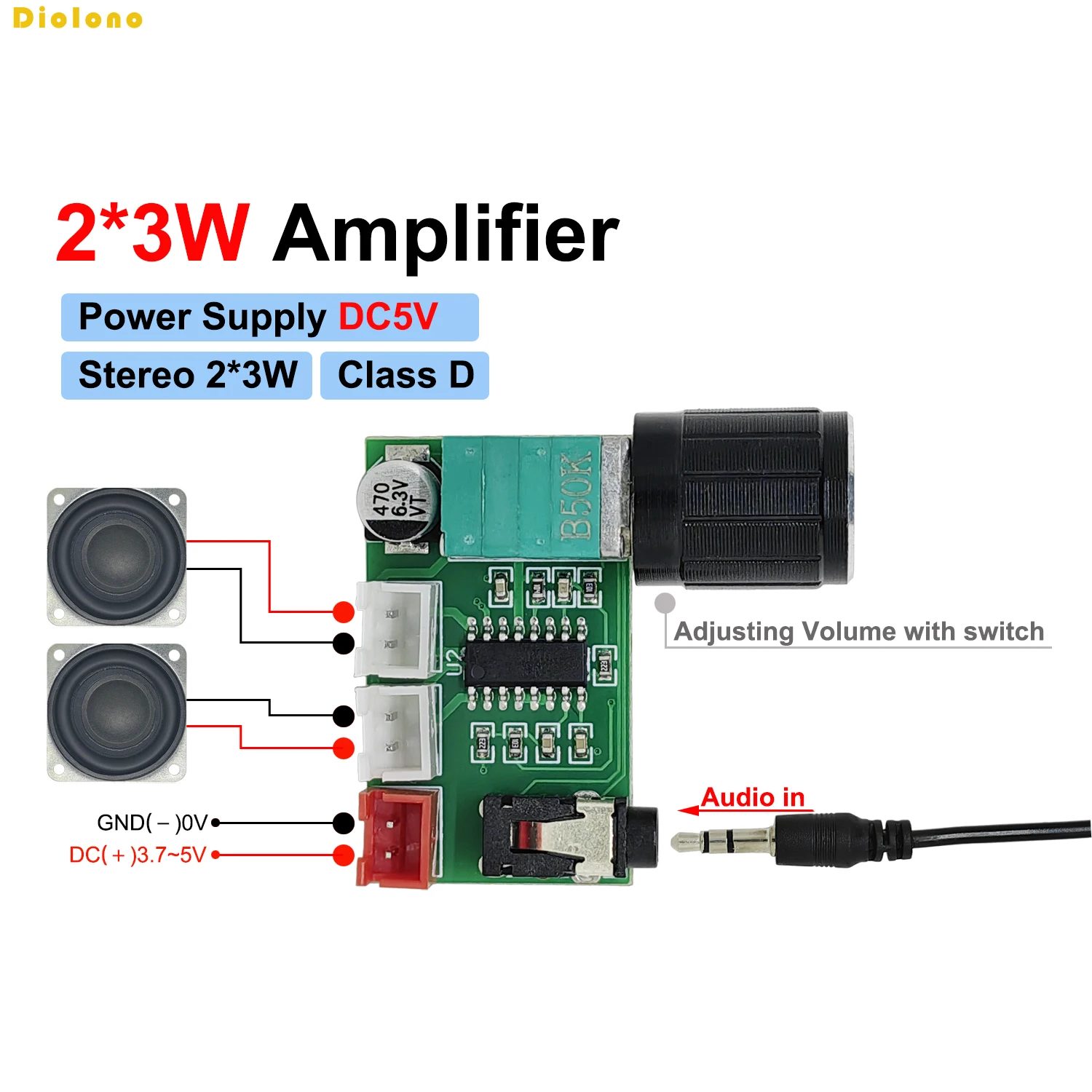 2*3W PAM8403 Audio Amplifier Module AUX Mini Digital Dual Channel 3W + 3W DIY Speaker 5V Small Stereo Amp Board