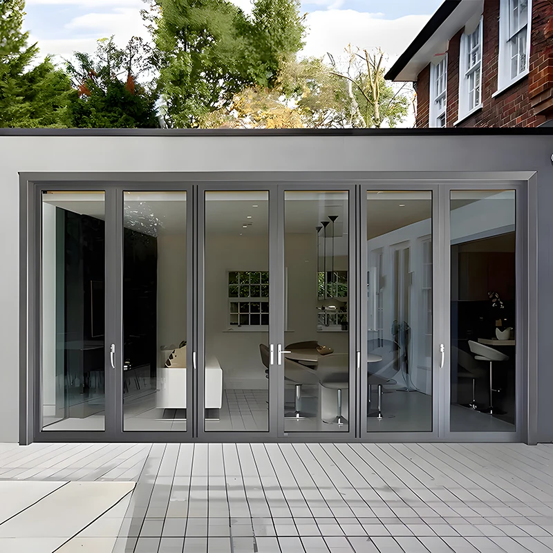 باب ألومنيوم قابل للطي في الهواء الطلق مقاوم للماء ومقاوم للصدأ للفناء/غرفة الشمس