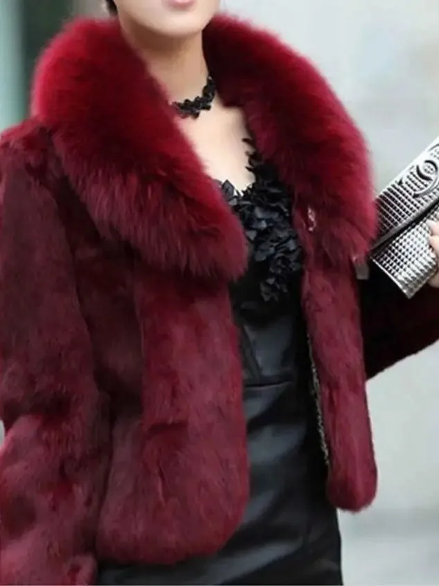 

Ladies Casual ort Fur Jaet Pure Color Street Sle Loose Fit Long Sve No Button Winter Outerwear Coat for Women