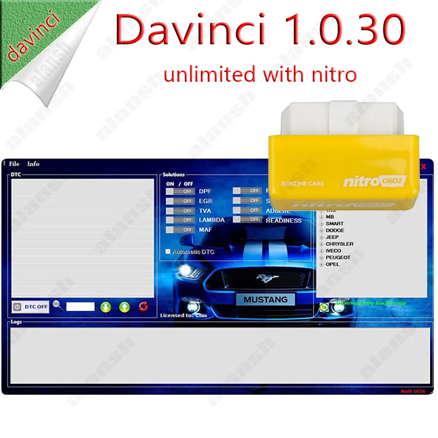 Davinci 1.0.30 Unlimited Activate FLAPS CHIPTUNING REMAPPING ECU Programmer + Nitroobd