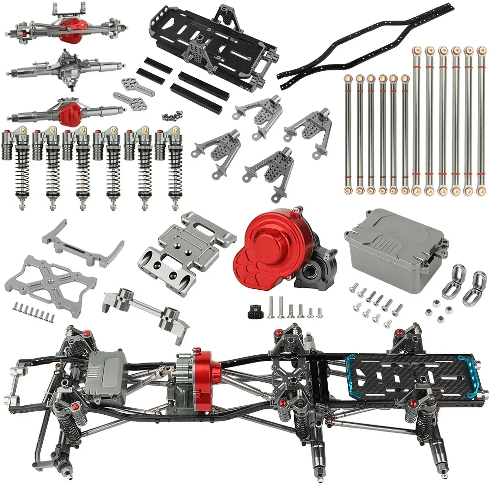 Aluminiowa taca akumulatora Amortyzatory Mocowanie płyty ślizgowej Łączniki podwozia Przekładnia korbowodna do 1/10 Axial SCX10 6x6 Metalowa rama Część modernizacyjna