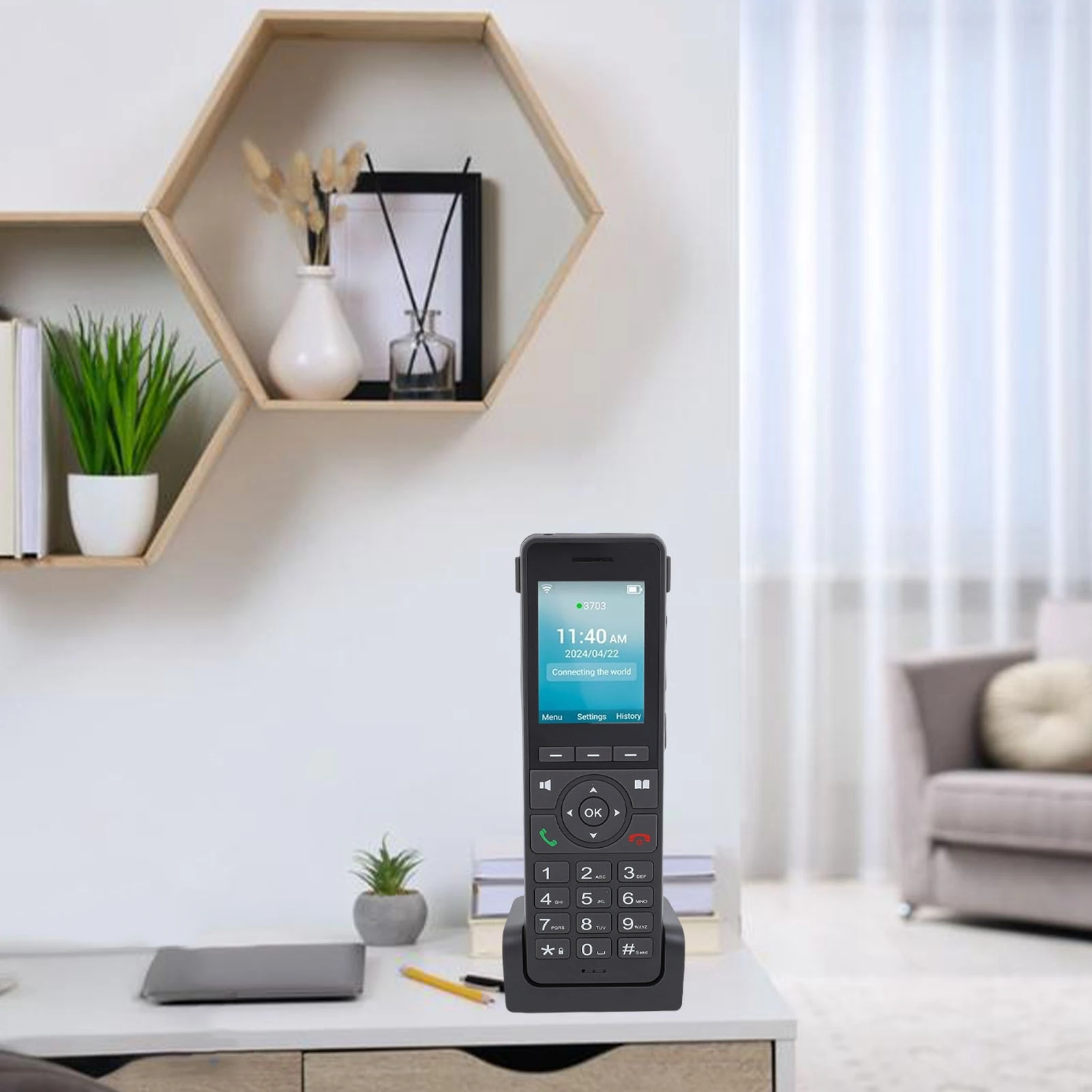 4G LTE Cordless Phone Portable Wifi 2.4in Color Screen Desktop Phone for Dect VoIP Black Network Family Phone Phone Wifi Phone