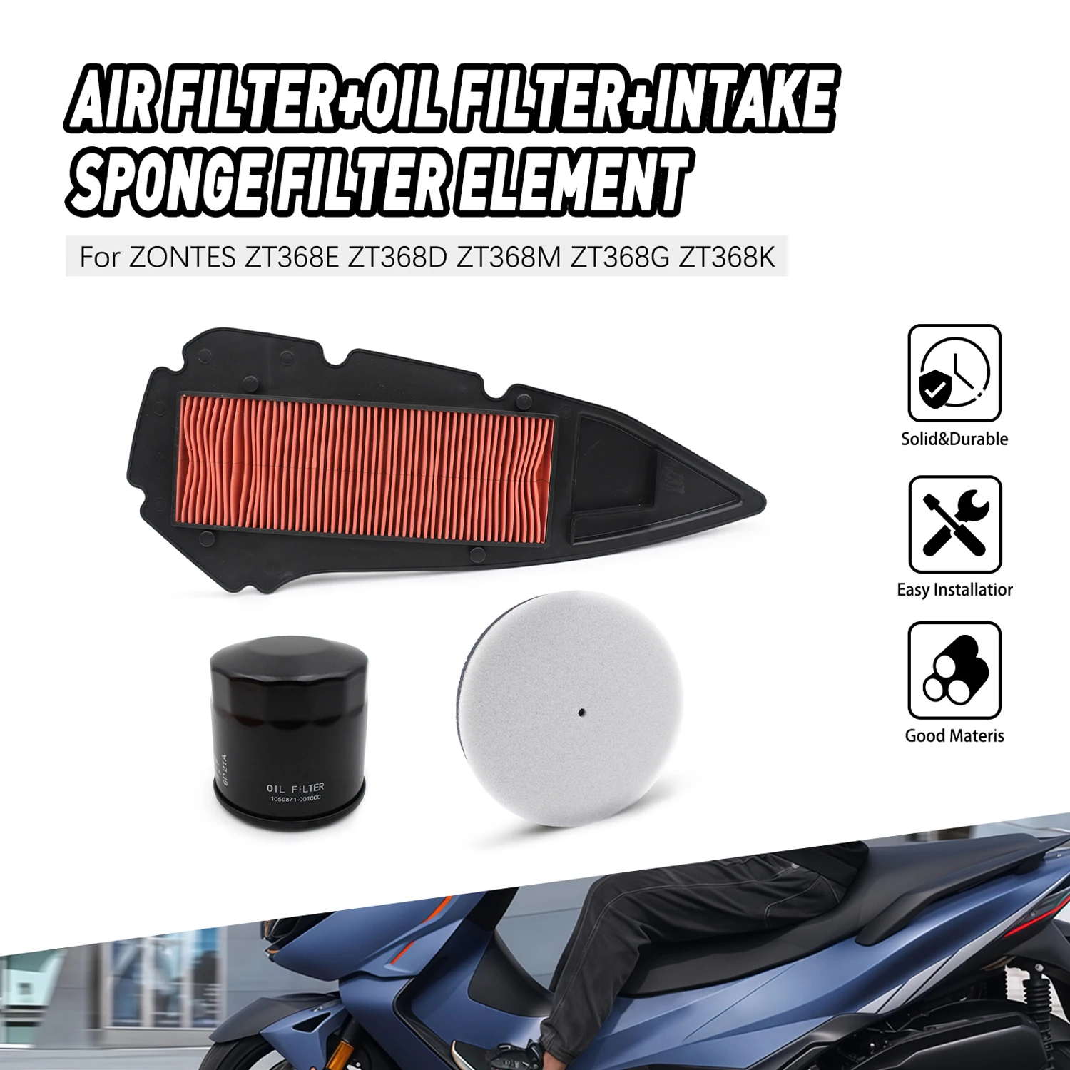 

Motorcycle Air Oil Filter Element For Zontes ZT368E ZT368D ZT368M ZT368G ZT368K 368E 368D 368M 368G 368K Intake Sponge Cleaner
