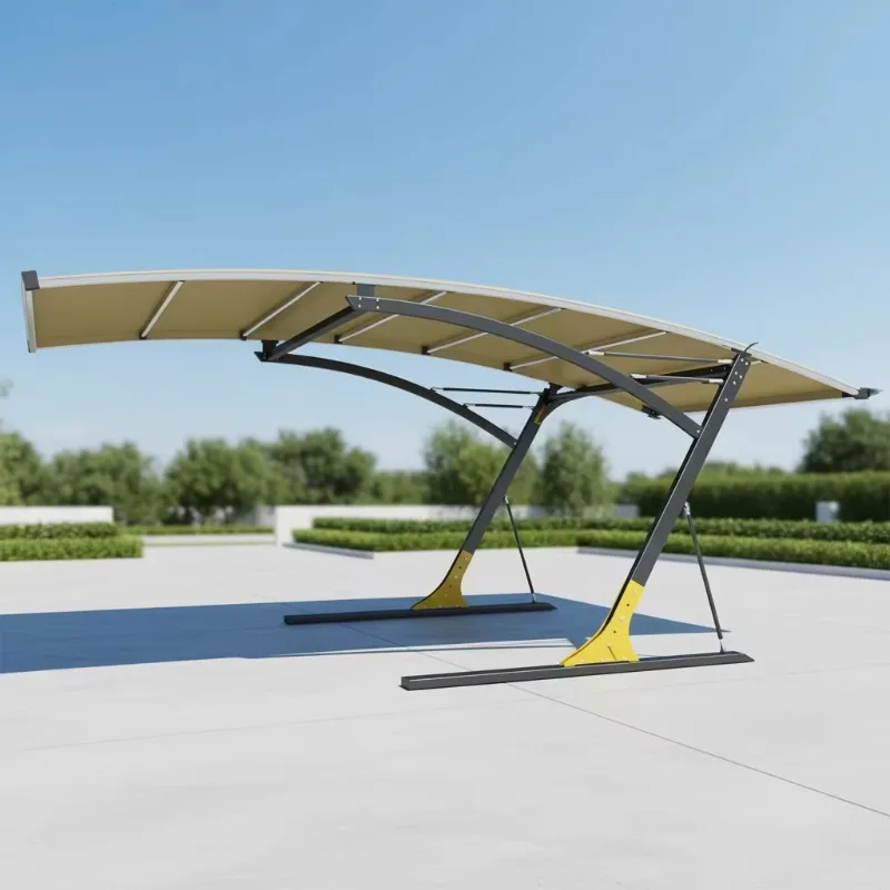 Modern Steel Carport with Solar Panel Canopy for Parking Lot