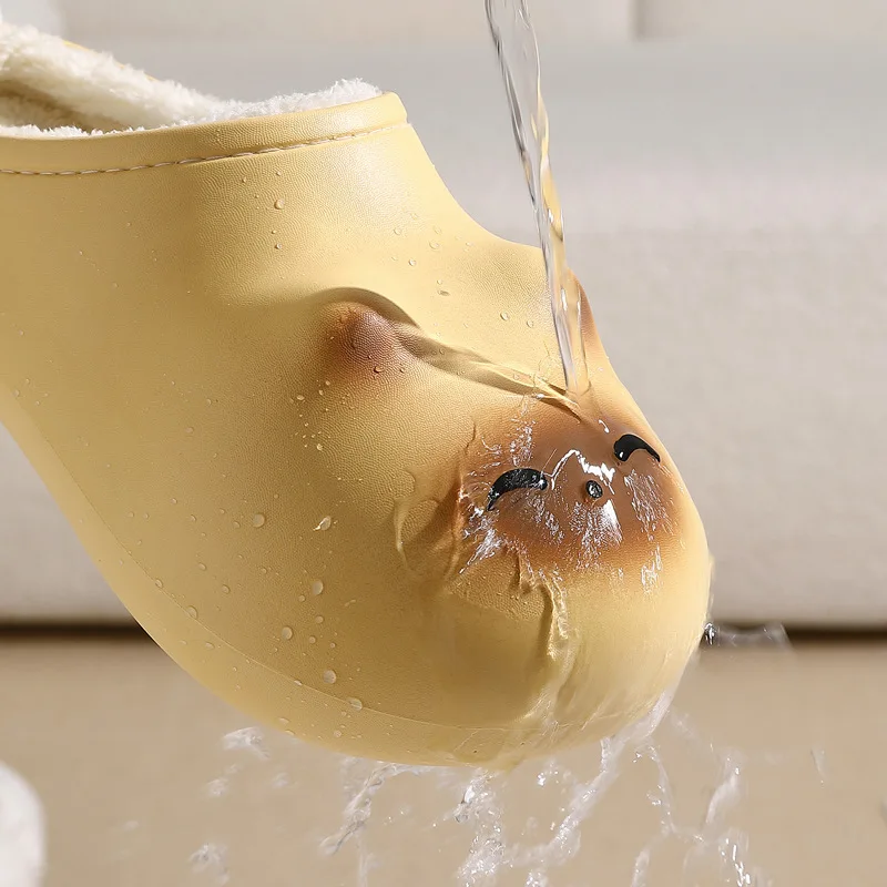 الجدة ابتسامة كيتي النعال للمرأة الشتاء الدافئة فروي الشرائح أحذية المرأة المنزل في الهواء الطلق البغال النعال حذاء الشتاء مقاوم للماء #4