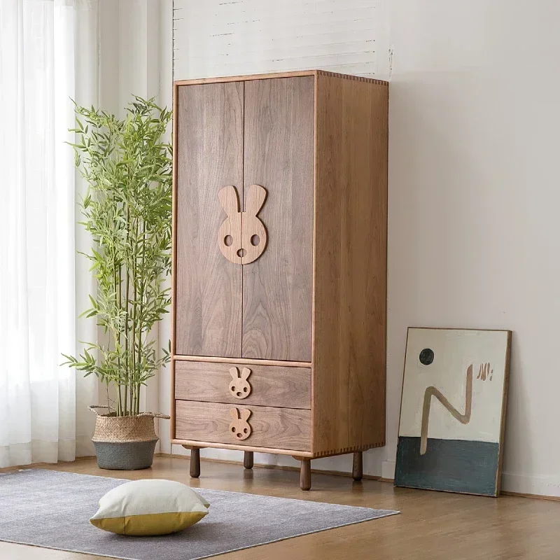 

Black walnut cherry wood small wardrobe environmentally friendly children's room furniture