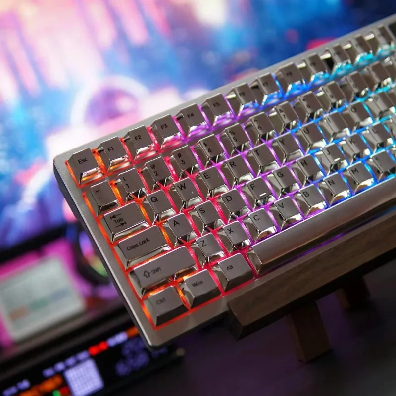 Zilveren metalen keycaps Cherry profiel zinklegering aangepaste sleutel caps mechanische toetsenbordaccessoires ondersteunt ROG AngerMiao 108