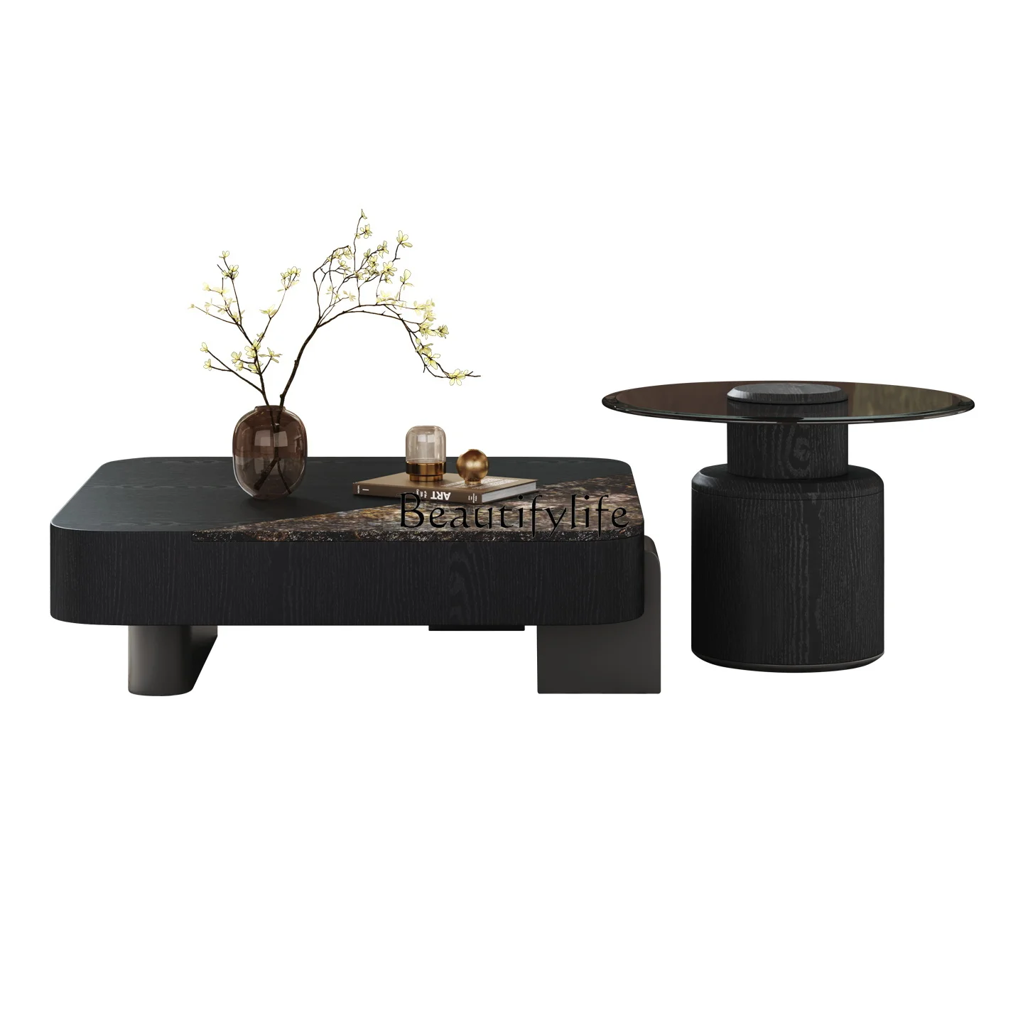 

Italian Style Light Luxury Stone Coffee Table Square Living Room High-End Minimalist Coffee Table