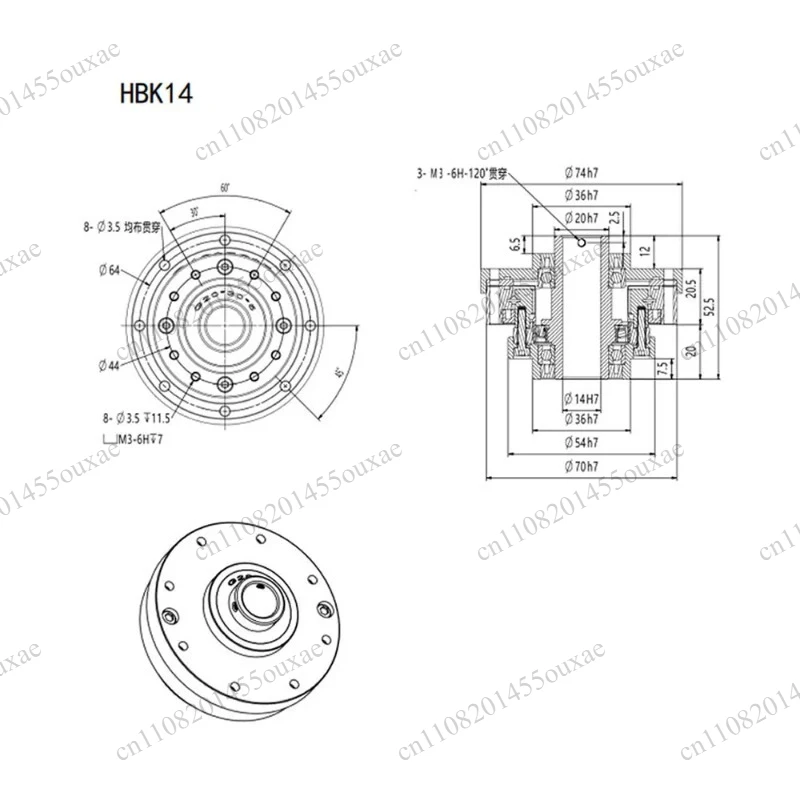 Low Noise Low Backlash Harmonic Reducer Ratio 30:1 50:1 80:1 100:1 For Robot Joint Use
