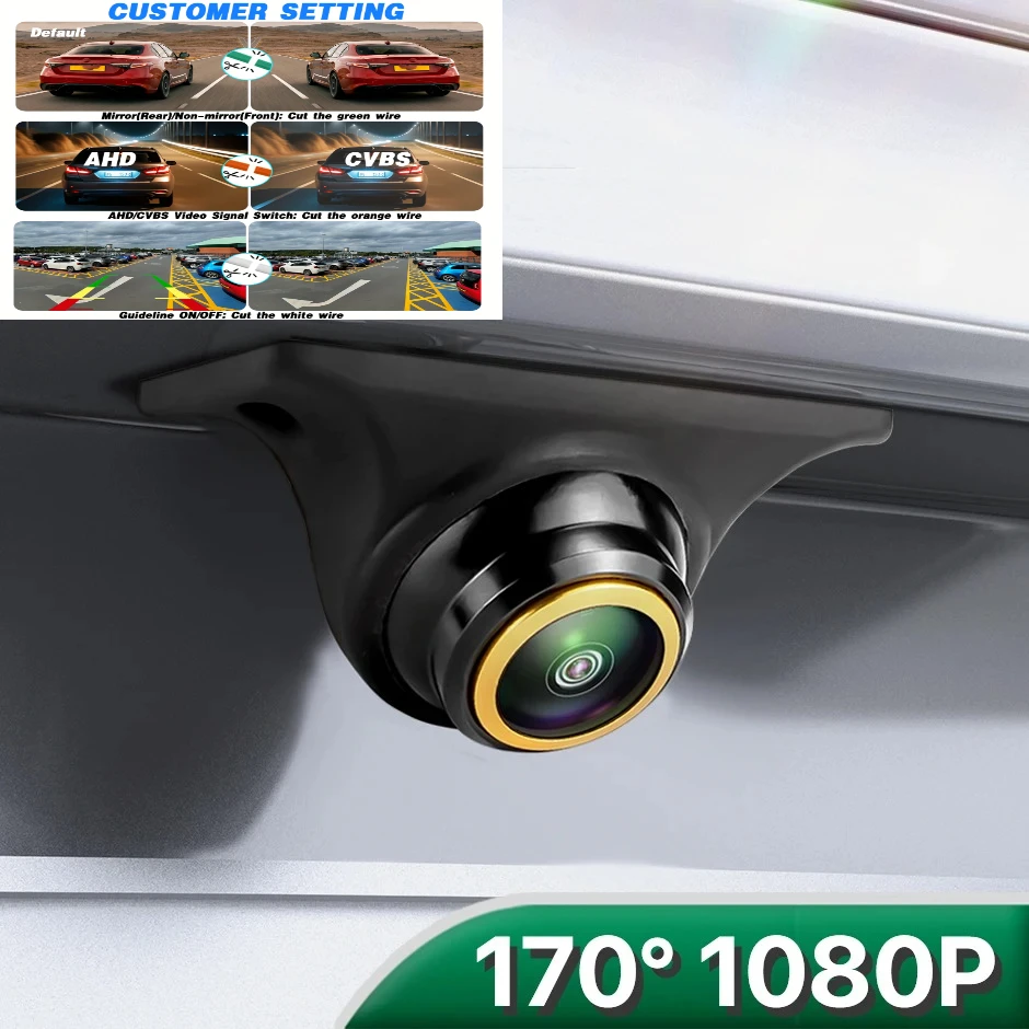 170 Grad HD AHD Auto-Rückfahrkamera Universelle Nachtsicht-Fahrzeugkamera Wasserdichte Fischaugen-Kamera mit Metallgehäuse Rückfahrkamera