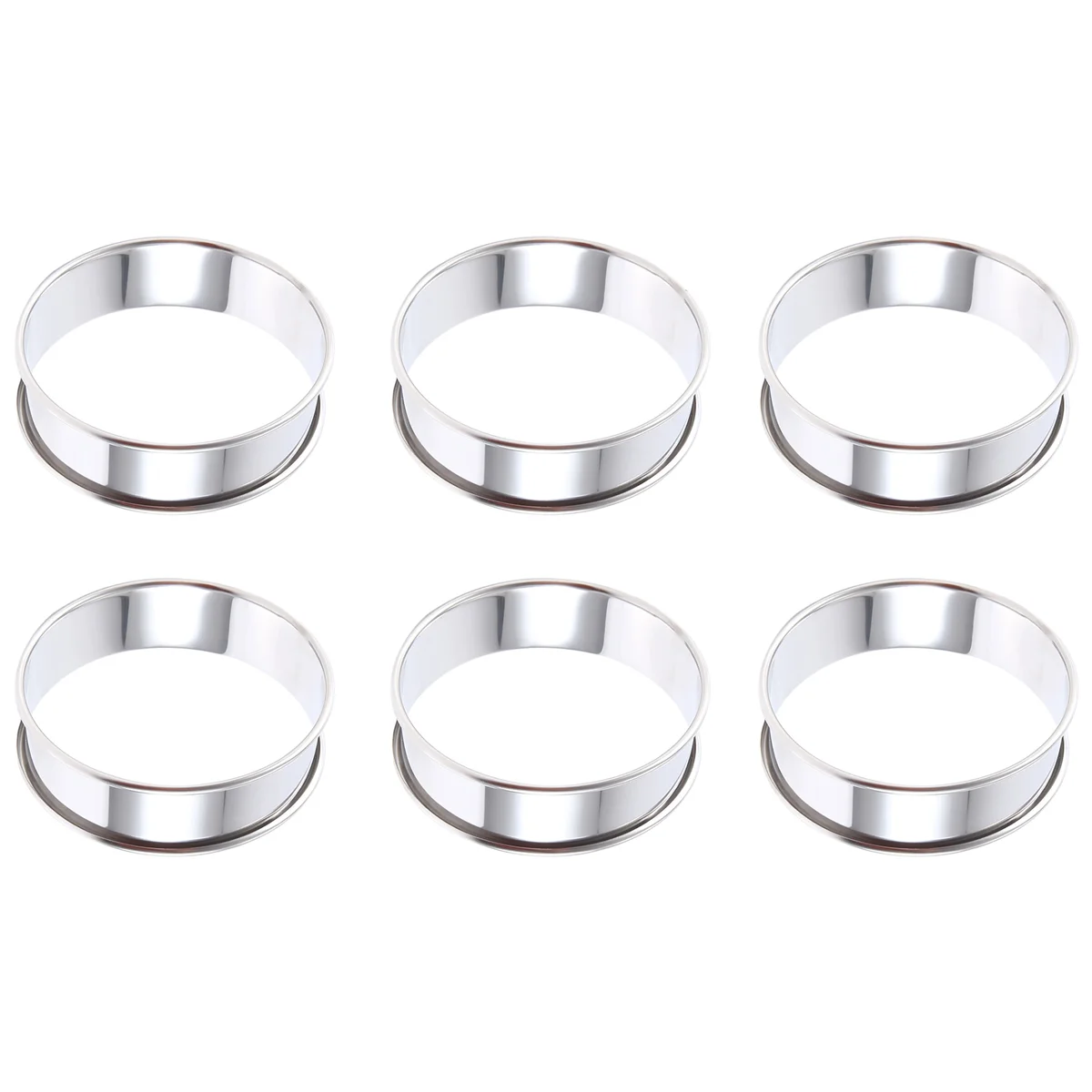AT77 6 Pieces Muffin Tart Rings Double Rolled Tart Ring Stainless Steel Muffin Rings Metal Round Ring Mold for Food Making