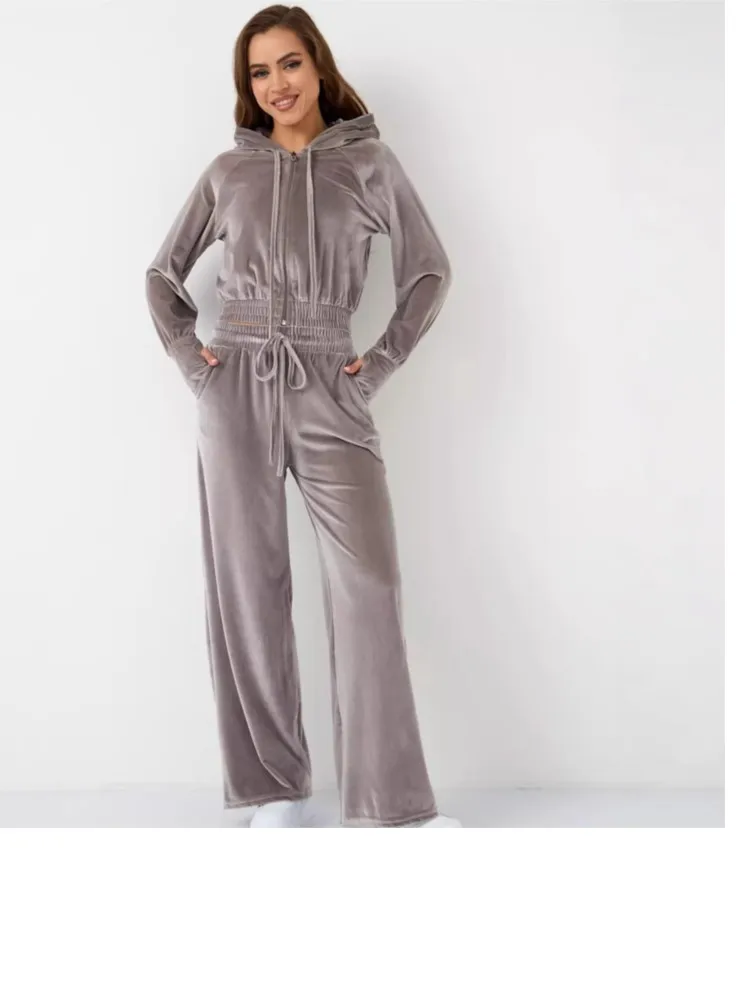 

Slim Two Piece Outfits New In Matching Sets 2 Pieces Set For Woman Solid Color Hooded Coats Pants Simple Style Commuting Casual