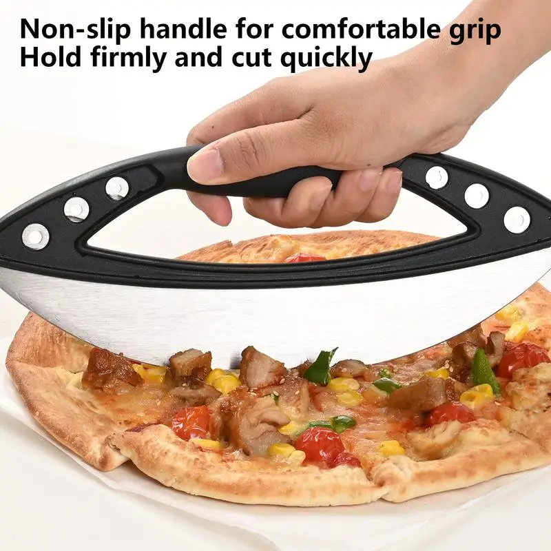 Large Pizza Cutter Sharp Rocker Blade Stainless Steel Pizza Slicer Knife with Cover Kitchen Pizza Tools Accessories