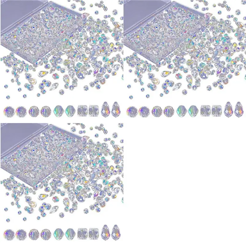 

Most-1800Pcs Glass Beads For Jewelry Making Crystal Beads With Container Box Bulk Glass Beads DIY Necklace Bracelet Earrings