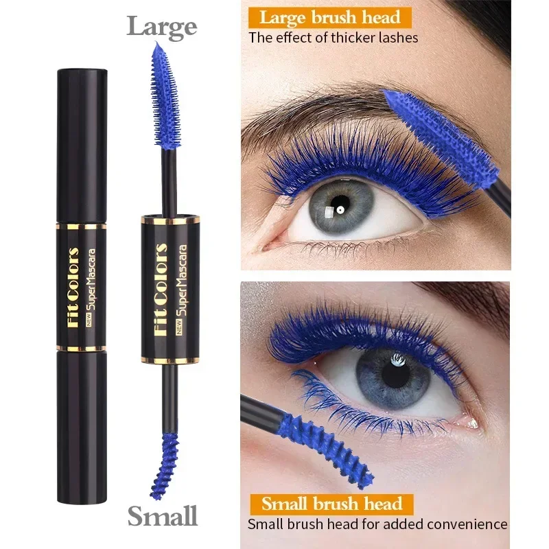 1pc Doppia testa Impermeabile Mascara colorato Estensione ciglia Arricciatura spessa Mascara bianco blu viola a lunga durata ad asciugatura rapida