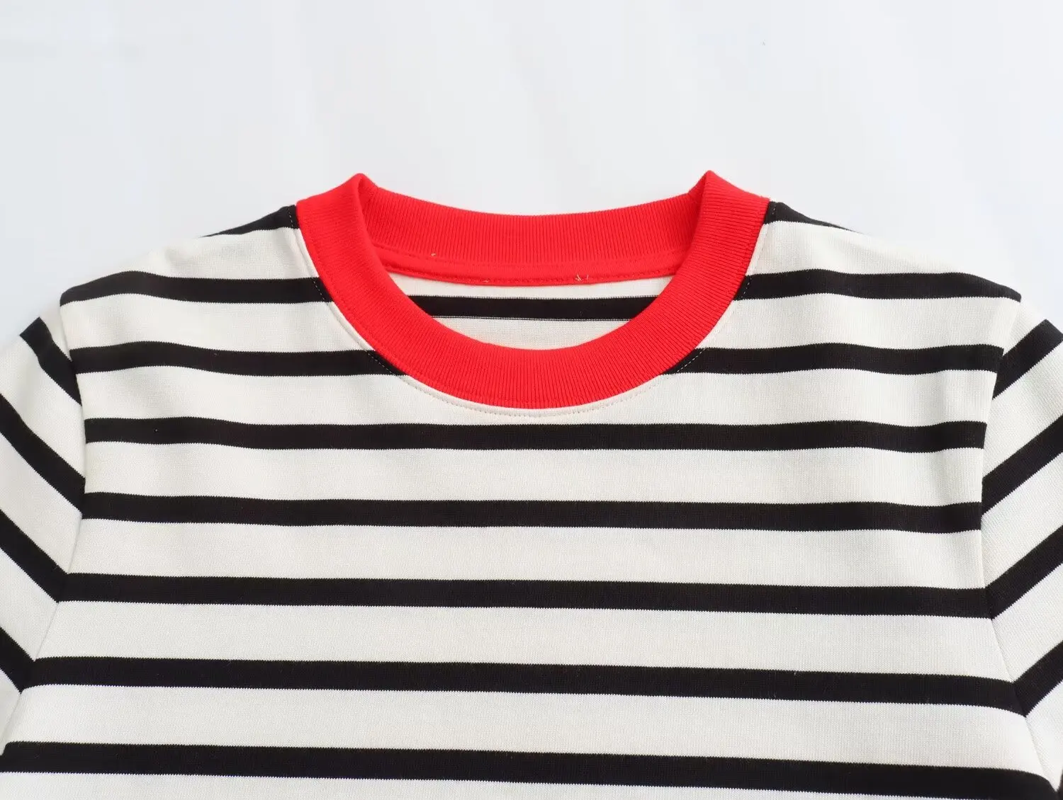 Jenny&Dave Vintage Cotton Striped Round Neck T-shirts Tops Minimalist Women's Clothing Summer Tshirts Women