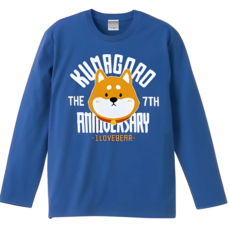 

Мужская футболка KUMAGORO Limited Edition Shiba Inu, повседневная футболка на заказ, хлопковые топы с круглым вырезом и длинными рукавами, M ~ 3XL