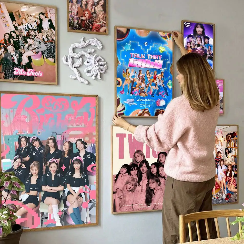 Kpop Group Twice DIY Sticky Poster Vintage Room Bar Cafe Decor Home Decor