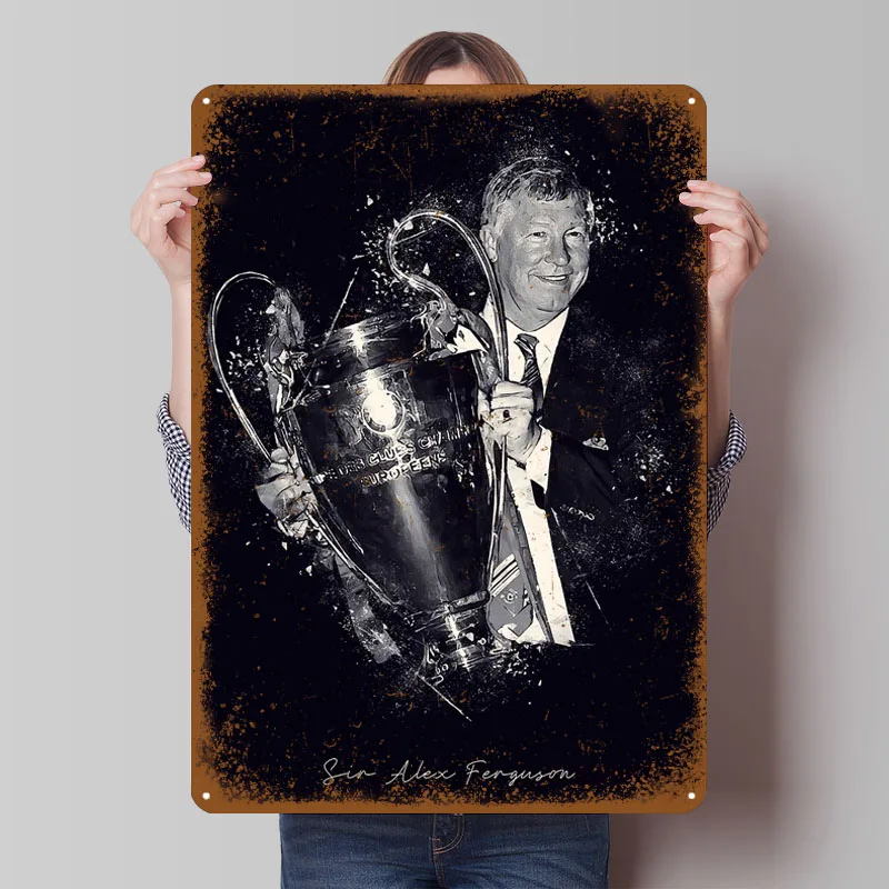السير أليكس فيرغسون علامات معدنية الرياضة ملصق جدار الديكور العناصر مخصص صفيح تسجيل ل جدار الفن الديكور غرفة ديكور بار
